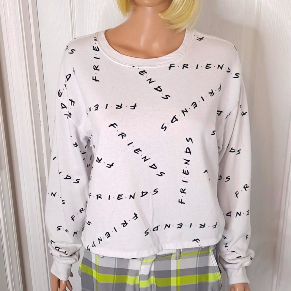 "Friends" The TV Series, Love Tribe White Long Sleeve Crop Sweatshirt Women's LG